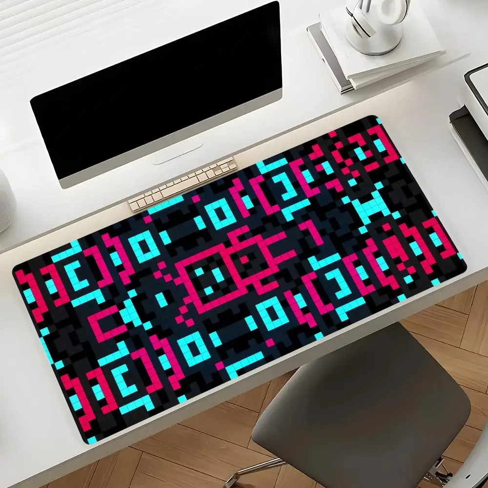 Pixel Style Mouse Pad Waterproof Non-Slip Large Gaming Mat with Stitched Edge
