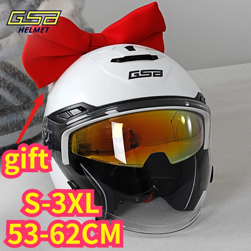 

HOT for GSB Motorcycle Helmet Dual Lens Three-quarters Motorcycle Half Helmet All Season Universal Motorcycle Helmet Casco Moto
