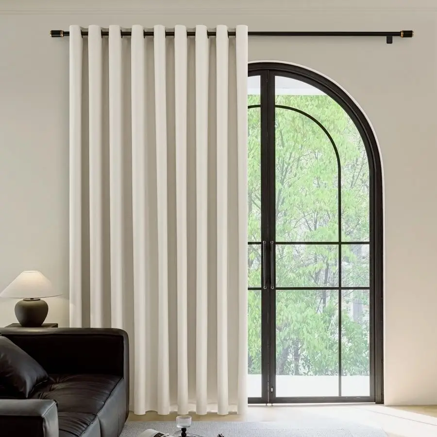 

100 бежевых светонепроницаемых штор для раздвижных стеклянных дверей, длина 84 дюйма, с люверсами, очень широкие, для гостиной, термоизоляционные