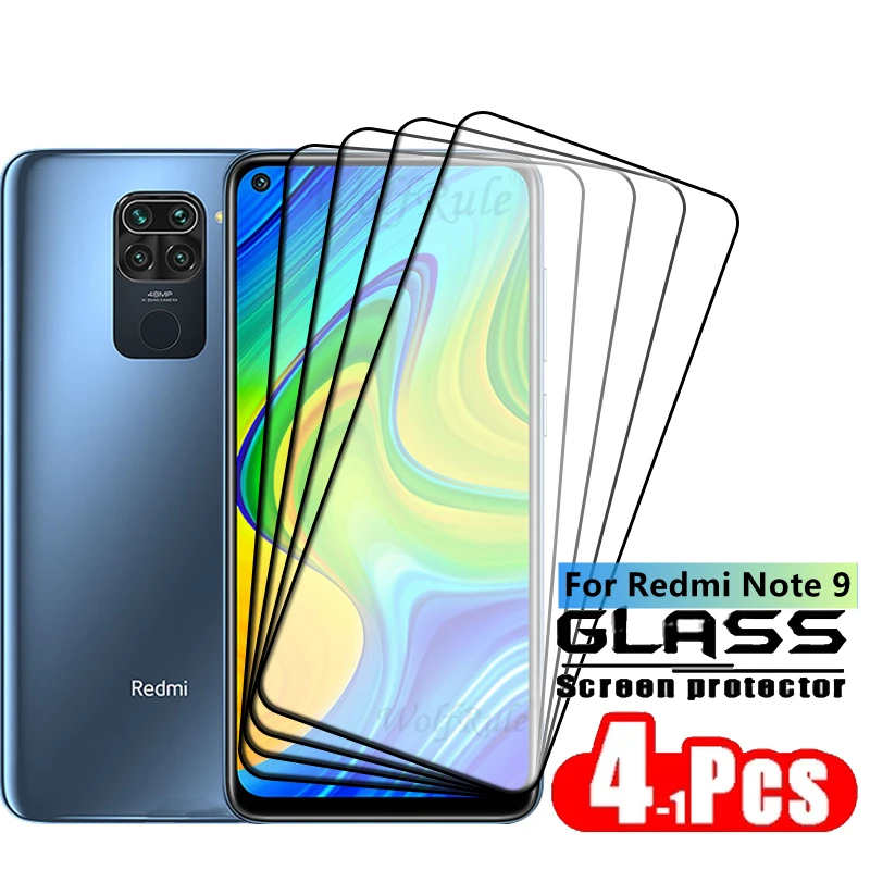 Стекло с полным покрытием для Redmi Note 9, 4 шт., стекло для Xiaomi Redmi Note 9, закаленное стекло с полным покрытием, защитная пленка 9H для экрана Redmi Note 9