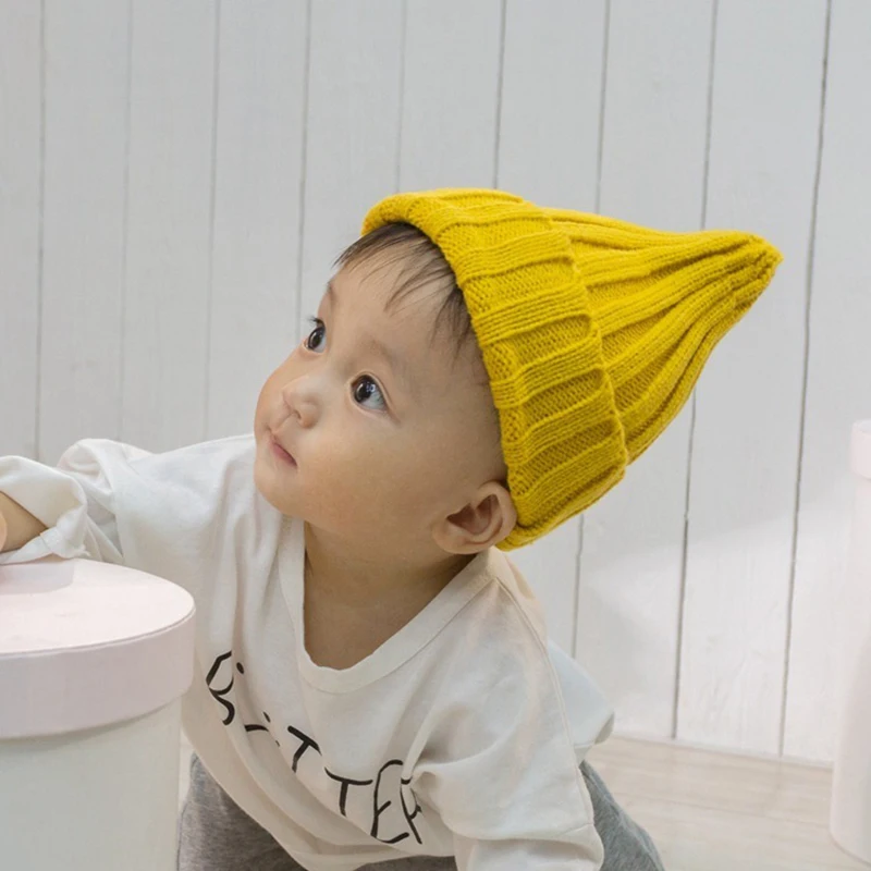 Kids Winter Knitted Hats for Newborn Boys Crochet Bonnet Toddler Baby Girl Beanie Children Warmer Stuff Solid Color 1-6 years