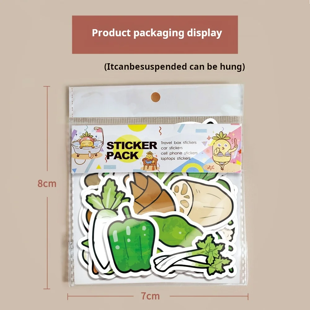 Cute Vegetable Sticker Cartoon Fruit Water Cup Ledger Material Suitcase PVC Creative Ledger Sticker