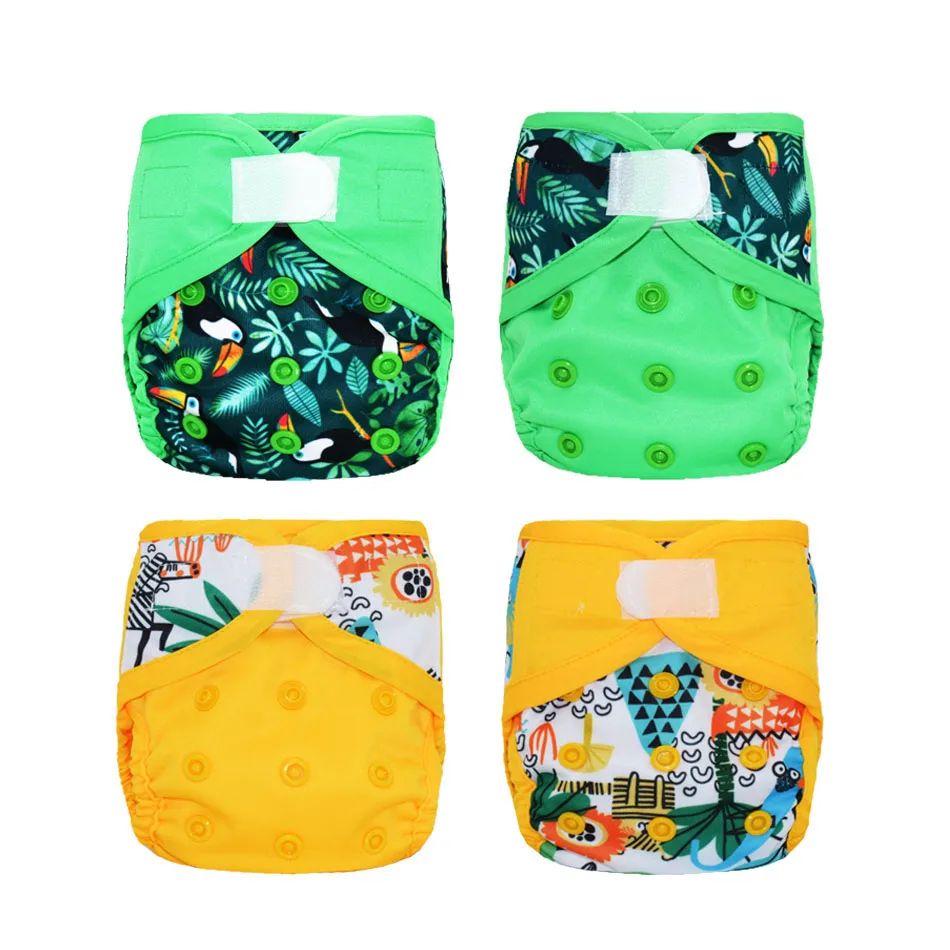 Miababy (4 unids/lote) cubierta de pañal de tela para recién nacido cubierta de tela lavable para bebé inserto de pañal pañal reutilizable impermeable