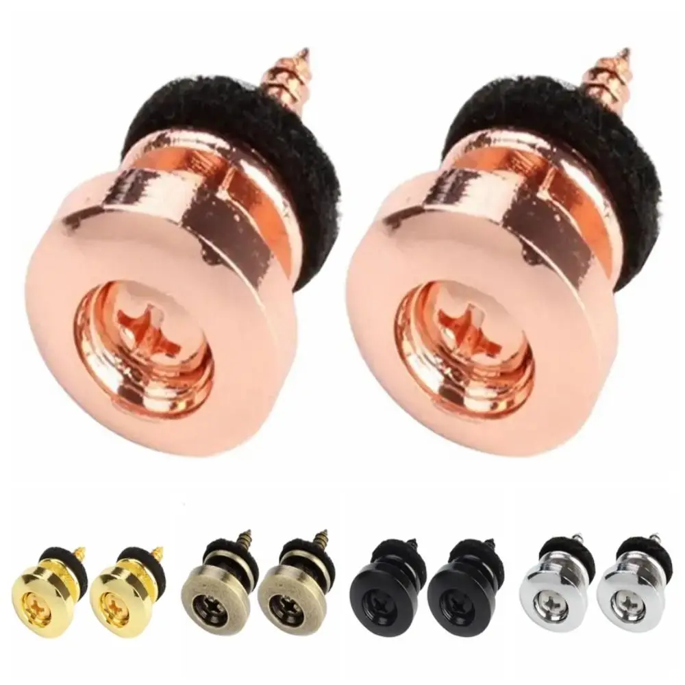 2PCS Iron Guitar Strap Buttons Anti-slip Mushrooms Heads Guitar Strap End Pins Rose Gold Bronze Guitar Strap Locks Guitar Player
