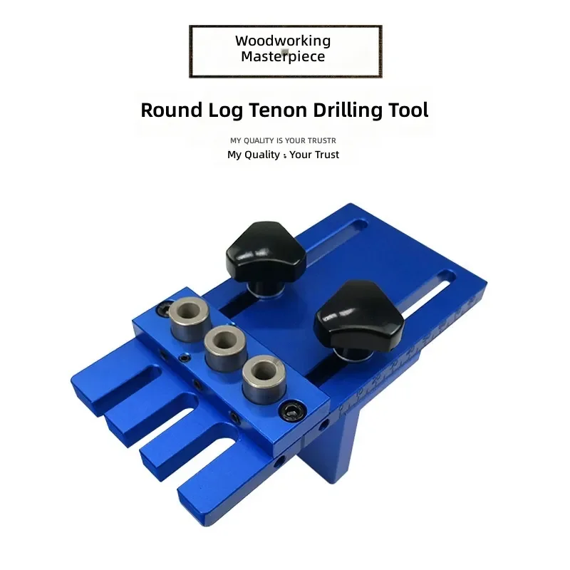 Woodworking Round Wood Tenon Punch 3 in 1 Hole Opener Positioner Drilling Fixture for Furniture Assembly Accurate Hole