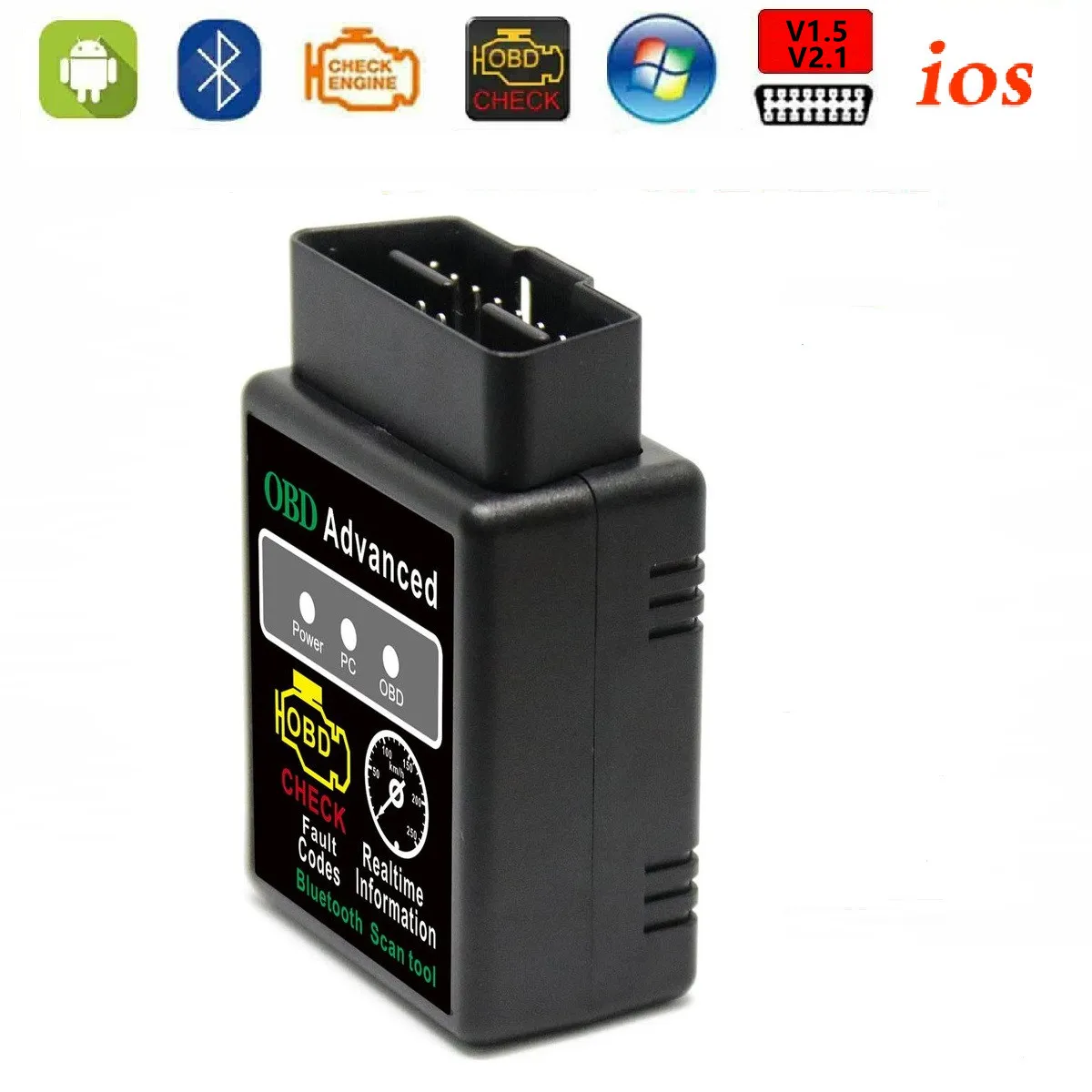 Scanner automatique OBD V2.1 V1.5 ELM327 OBD2, testeur de voiture, Bluetooth 5.1, outil de Diagnostic de voiture pour Android Windows Symbian pour Iphone