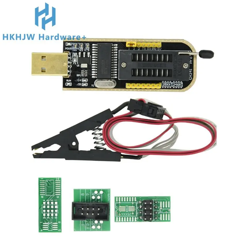 CH341A 24 25 Series EEPROM Flash BIOS USB Programmer Module + SOIC8 SOP8 Test Clip For EEPROM 93CXX / 25CXX / 24CXX