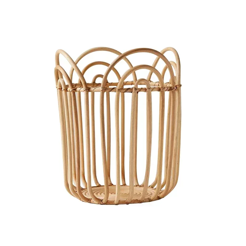 Vine Weaving Handmade Rattan Petal Shaped Storage Basket Hotel Homestay Bathroom Storage Dirty Clothes Basket Natural Decor