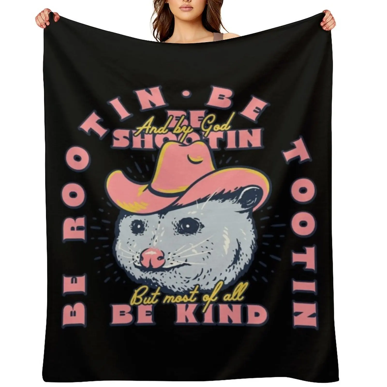 

Rootin Tootin - Cowboy Advice, Poss Possum Opossum Throw Blanket Hairys heavy to sleep Softest Soft Blankets