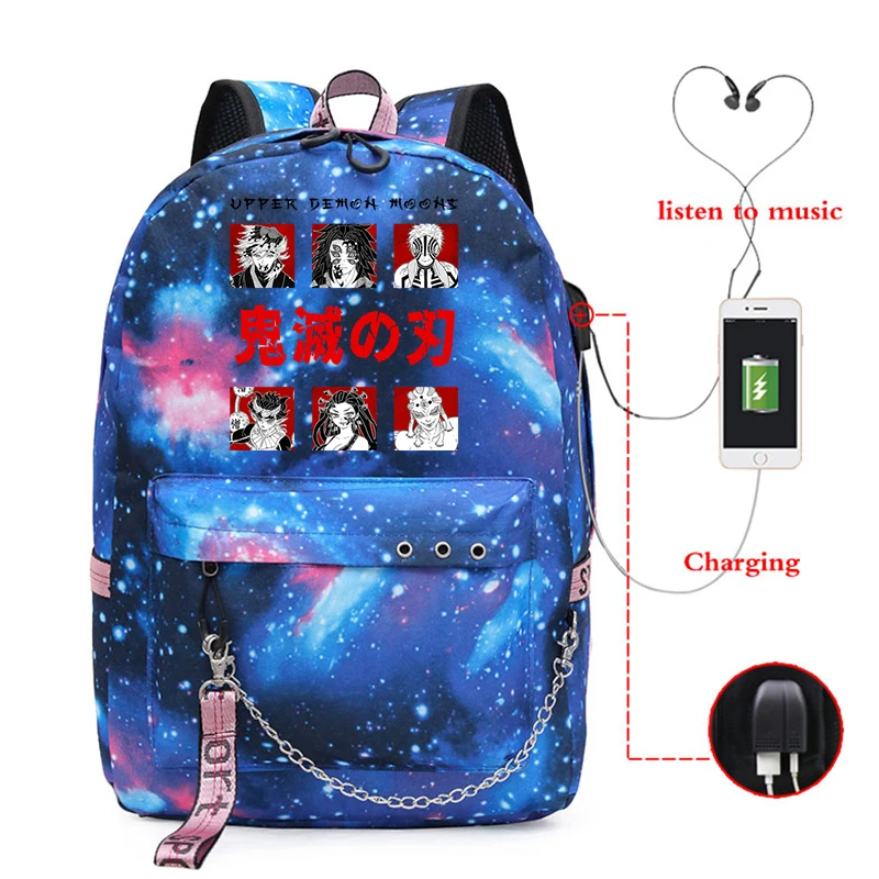 Grand sac à dos dessin animé Demon Slayer Kawaii, avec Usb, pour adolescents et étudiants, sac de voyage, pour garçons et filles