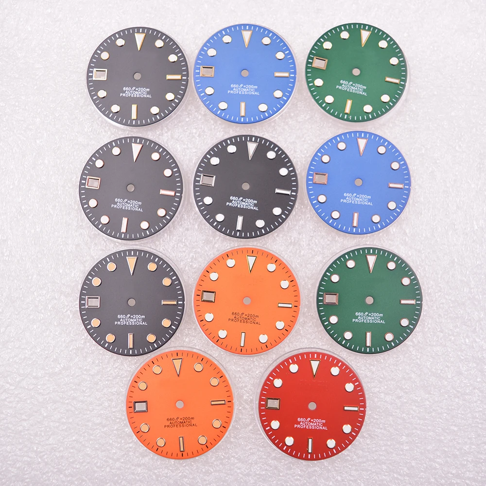 29Mm Tay Phải 9 Giờ Ngày Mặt Số Đồng Hồ Phù Hợp Với NH35 Phong Trào Xanh Đen Xanh Đỏ Orange Watch Vô Trùng Mặt Số Dạ Quang mặt Số