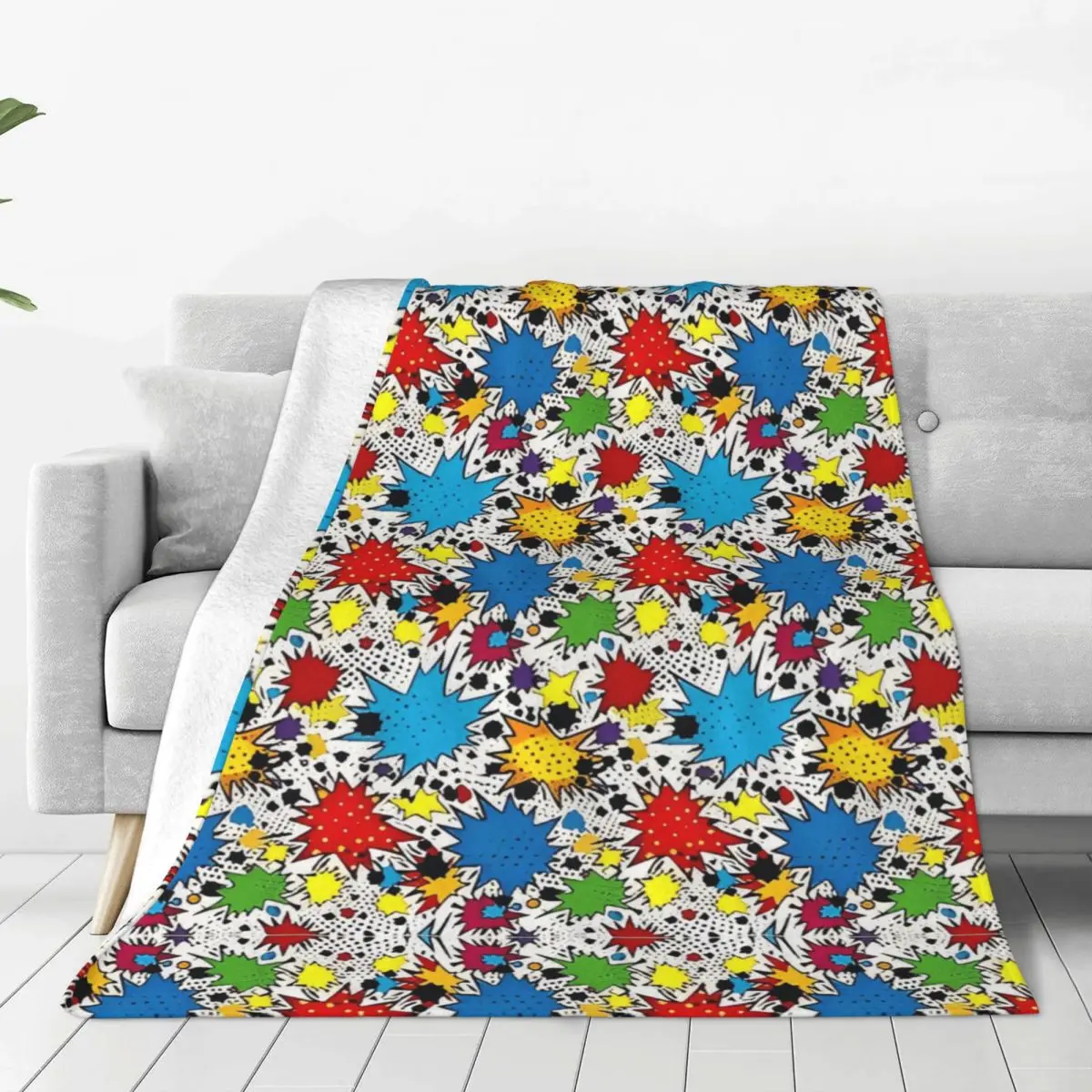 Comic Book Explosion Vintage Graffiti Art Pattern Blankets Picnic Flannel Throw Blanket For Couch Chair Design Quality Bedspread