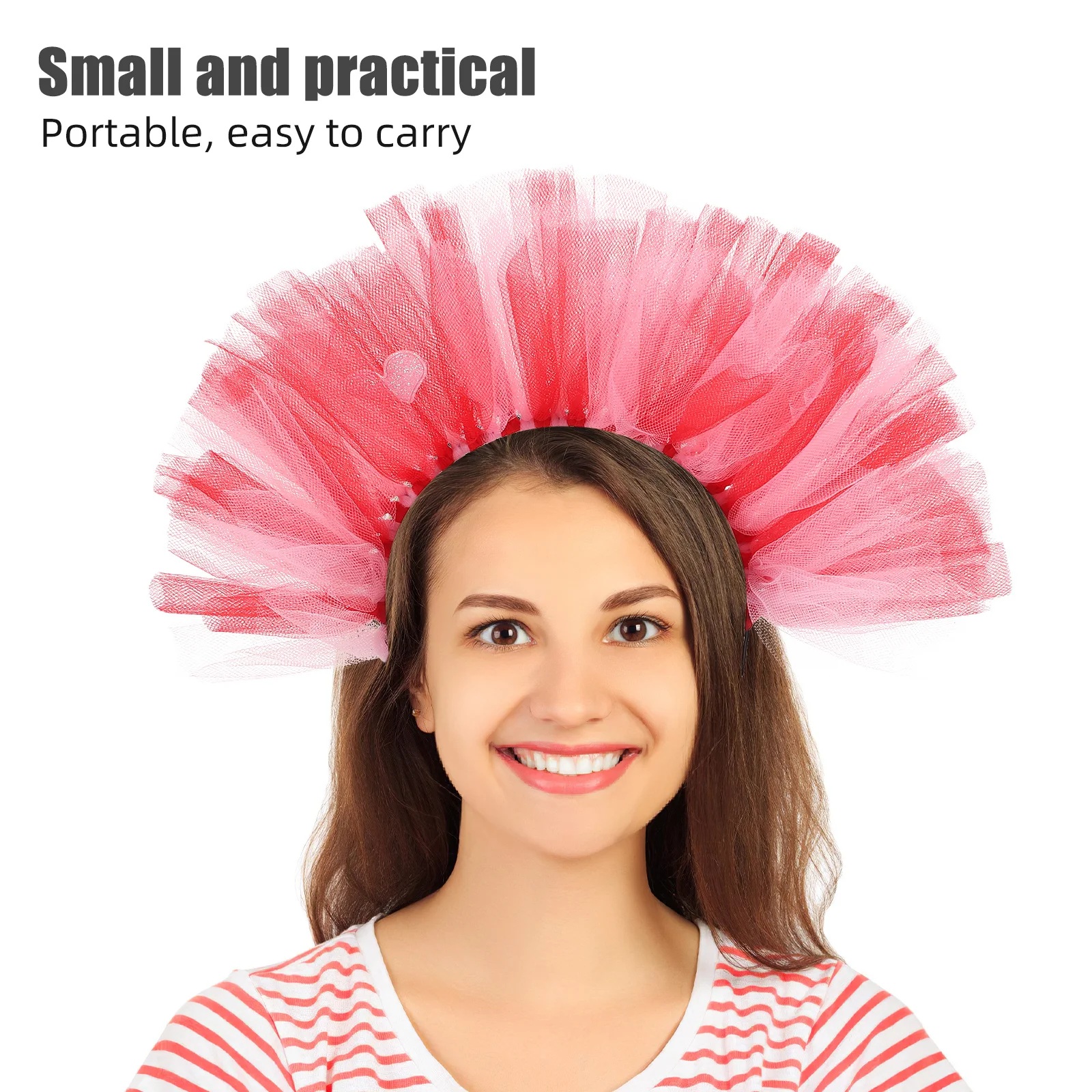 عصابة رأس شبكية على شكل قلب لعيد الحب، عصابة رأس رومانسية خفيفة الوزن من التول، ملحقات حفلات المهرجانات، زينة شعر على شكل قلب الحب