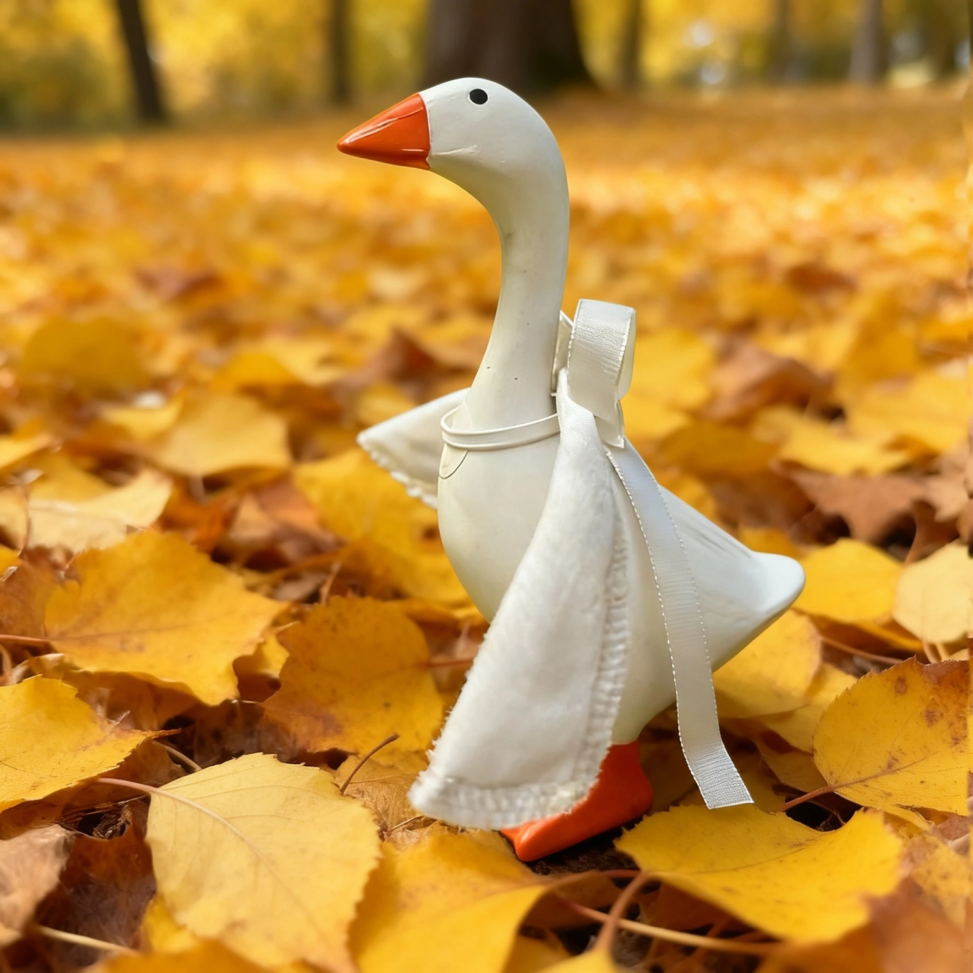 Goose Halloween Outfit Desk Goose Pumpkin Clothes Hat Set for 7 Cement Plastic Goose Statue Decor