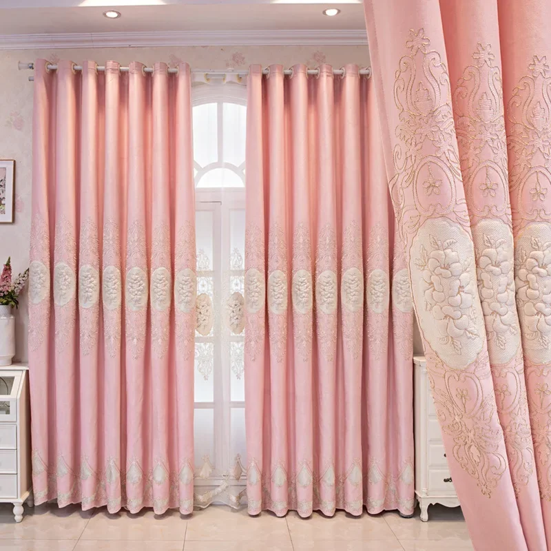 

Luxury Curtains for Living Dining Room Bedroom High-grade Three-dimensional Embroidery Fabric Yarn Blackout Balcony Custom Size