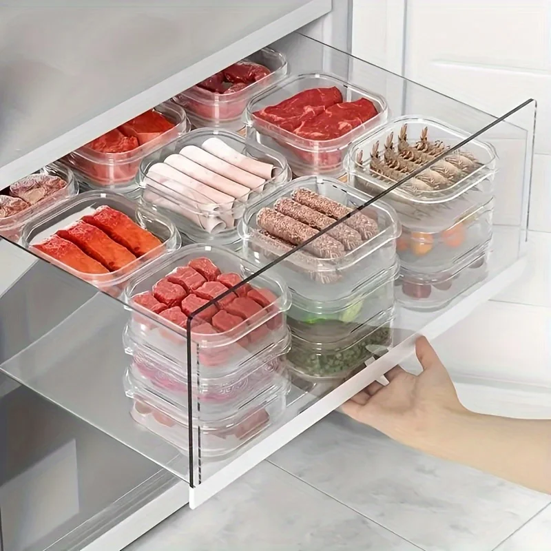 Premium Food  Containers - Multi-Purpose Fridge Organizer for Meat, Fruit, Veggies, & More - BPA-Free, Stackable, Airtight Desig