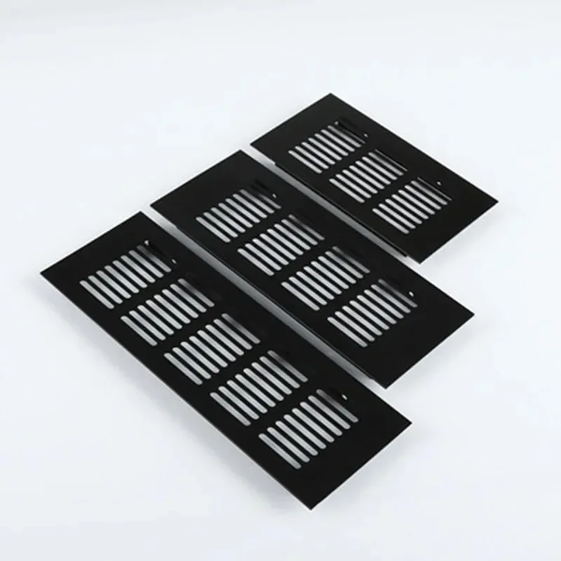 

2Pcs 50mm 80mm 100mm 120mm Wide Rectangle Matte Black Aluminum Air Vent Ventilator Grille Louvre Cover A/C Cabinet Cupboard