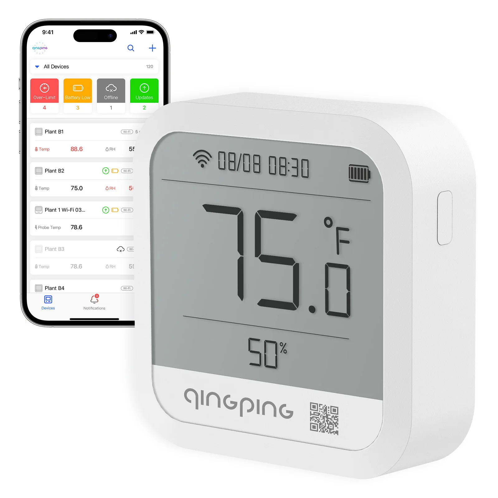 qingping termometro wi fi e higrometro monitor de temperatura e umidade bateria recarregavel monitoramento remoto 01