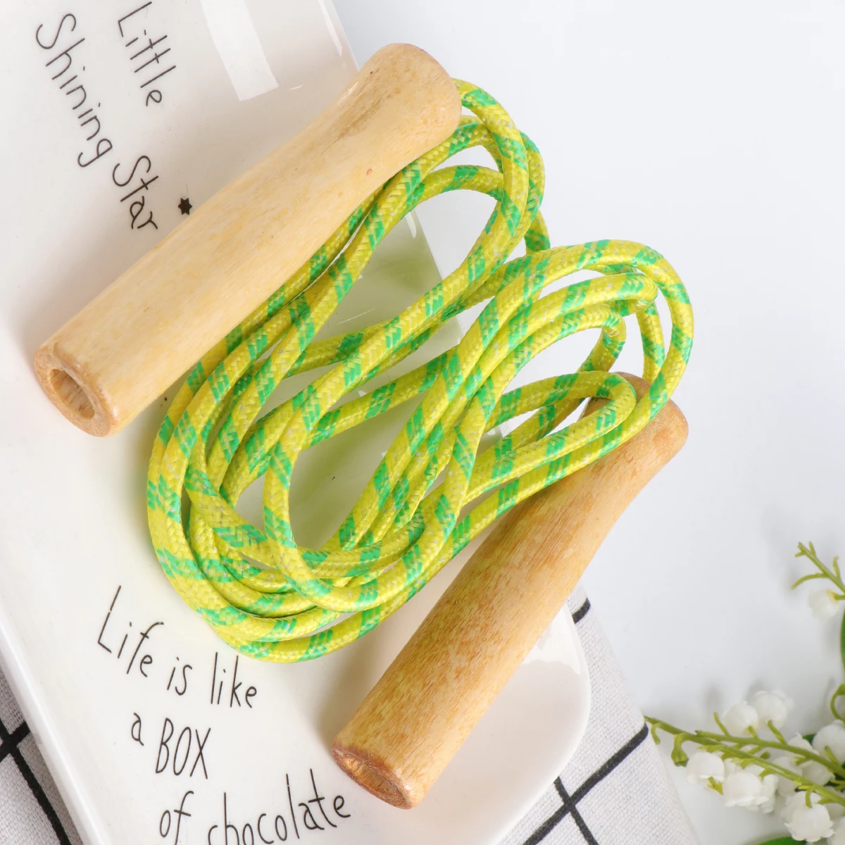 

5PCS Wooden Handle Jump Ropes Durable Lightweight Portable for Adults Kids Fitness Exercise Sports Yoga Training