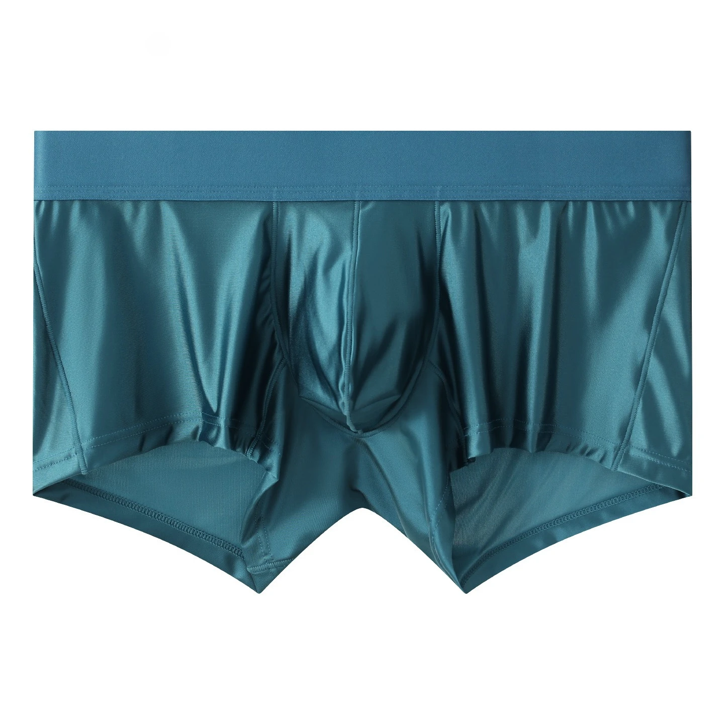Glossy Shiny Faux Silk Boxer Brief for Men Wide Elastic Waistband Boxy Underwear Boy U-Convex Pouch Silky Smooth Sexy Underpants