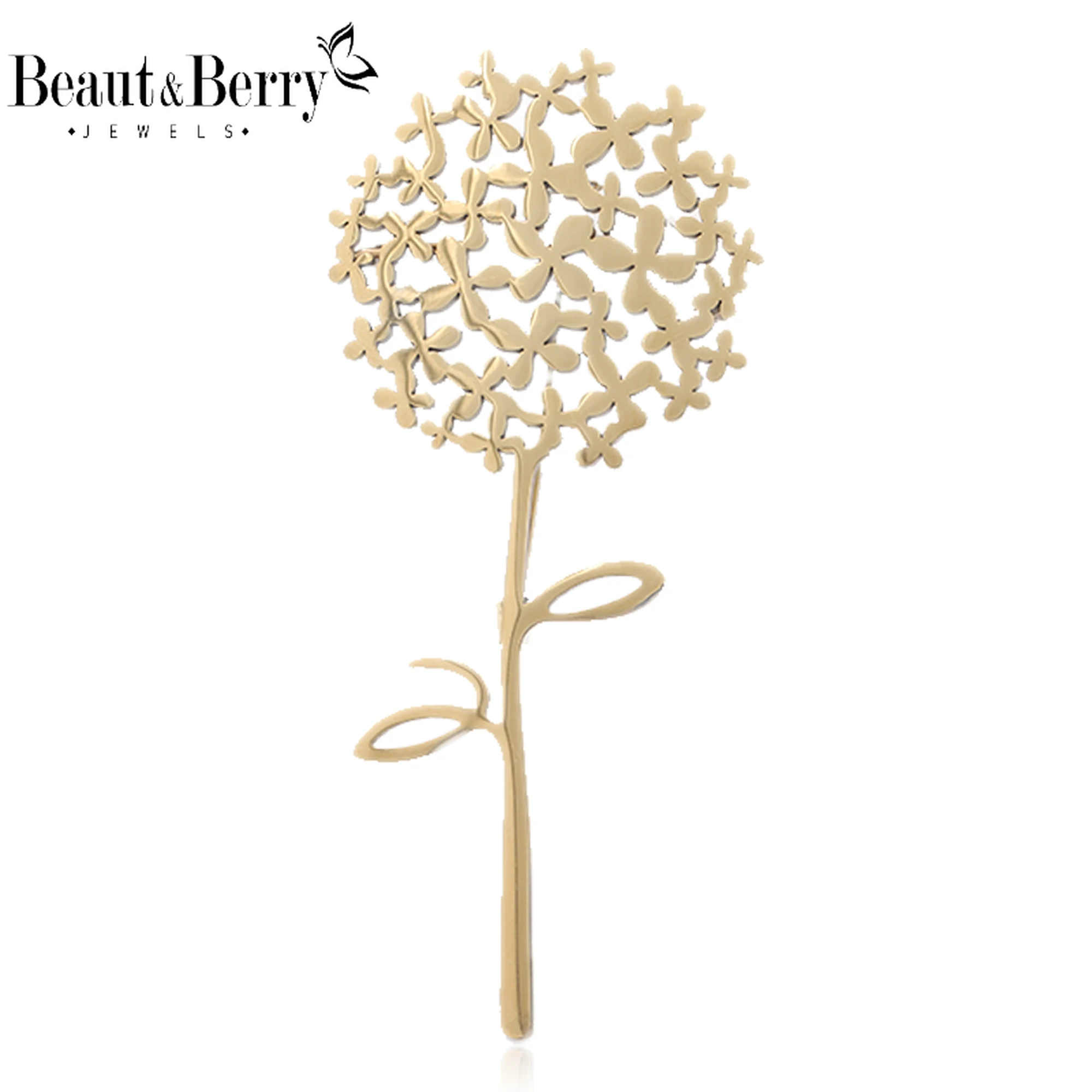 Beaut&Berry Trendy Edelstahl Löwenzahn Broschen für Frauen Pflanzen Pins Casual Party Zubehör Luxus Geschenke Freunde
