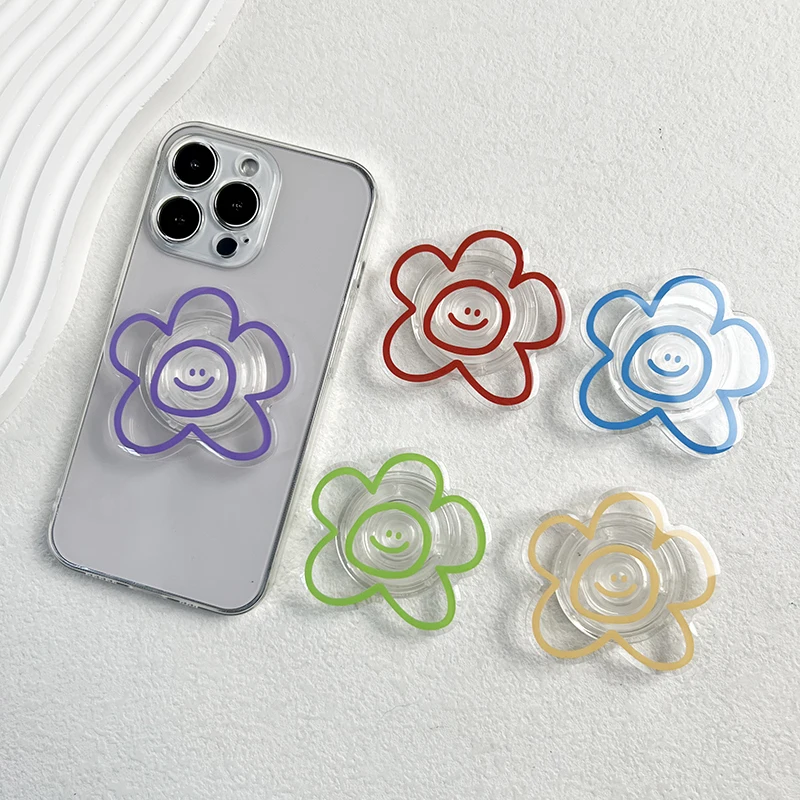 Original design expression flower mobile phone holder Popular Socket grip Foldable lazy stand Simple style