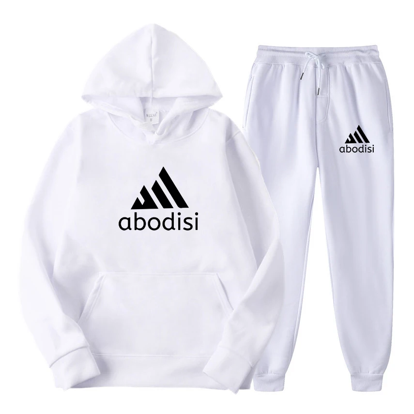 Men Tracksuit 2 Pieces Sets Hooded Sweatshirt +Drawstring Pants Male Hoodies Running Sportswear Men Women Autumn Sportwear