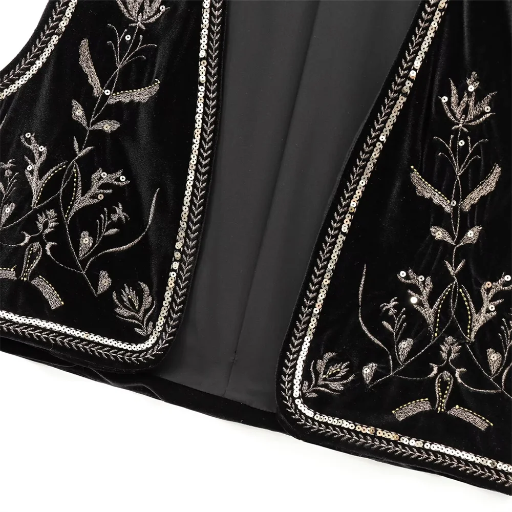 سترة نسائية بسيطة مزخرفة بالخرز على شكل حرف V سترة صوفية للخريف والشتاء منتج جديد سترة مطرزة #4