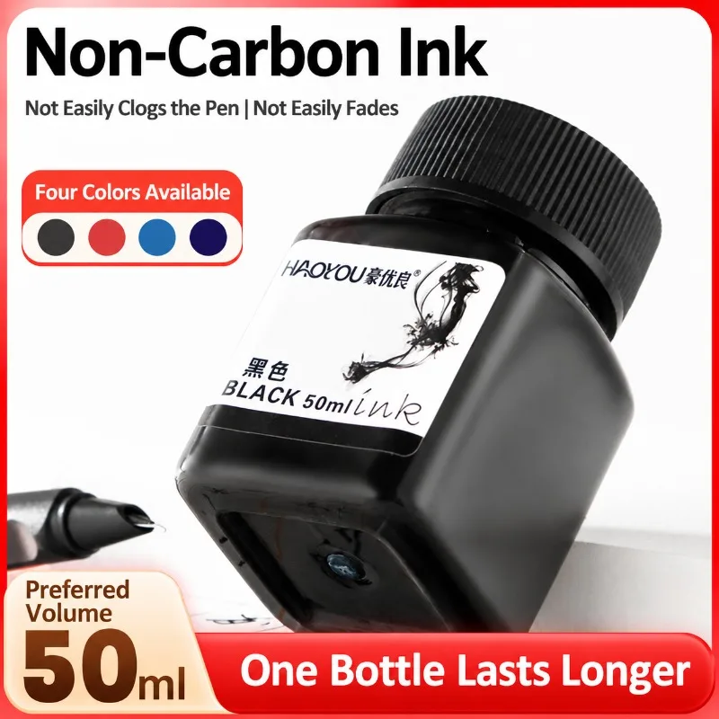 Fountain Pen Dye 50ml, Learner Oriented, Carbon-free Formula, Anti-clog Feature, Ebony, Azure, Ruby Tones, Ample Supply, School