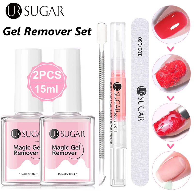 Ur açúcar 2-5 pçs conjunto removedor de esmalte gel mágico gel uv remoção rápida verniz semipermanente embeber-off polonês limpador cola manicu