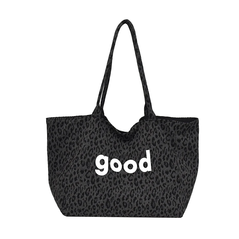 Vintage Leopard Print Tote Bag, Letter Print Large Capacity Shoulder Bag, Y2K Casual Handbag For Women Daily & Commute - view 6