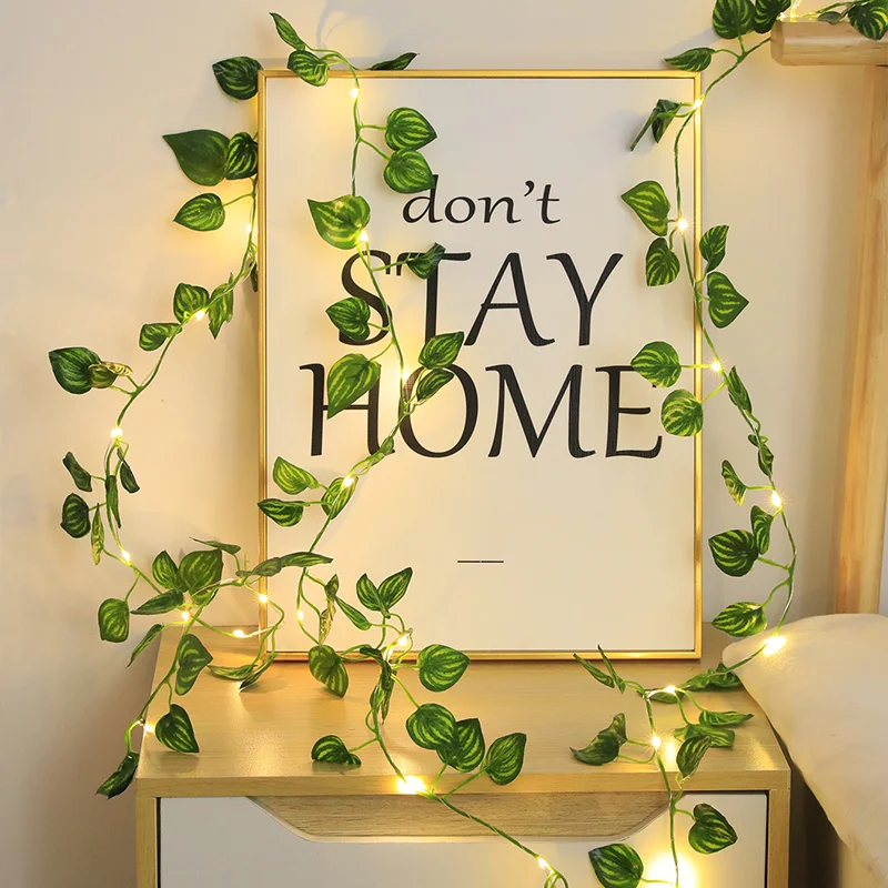 20/50LED Green Leaf String Lights Battery Powered Artificial Flower Fairy Light for Home Holiday Wedding Outdoor Decoration