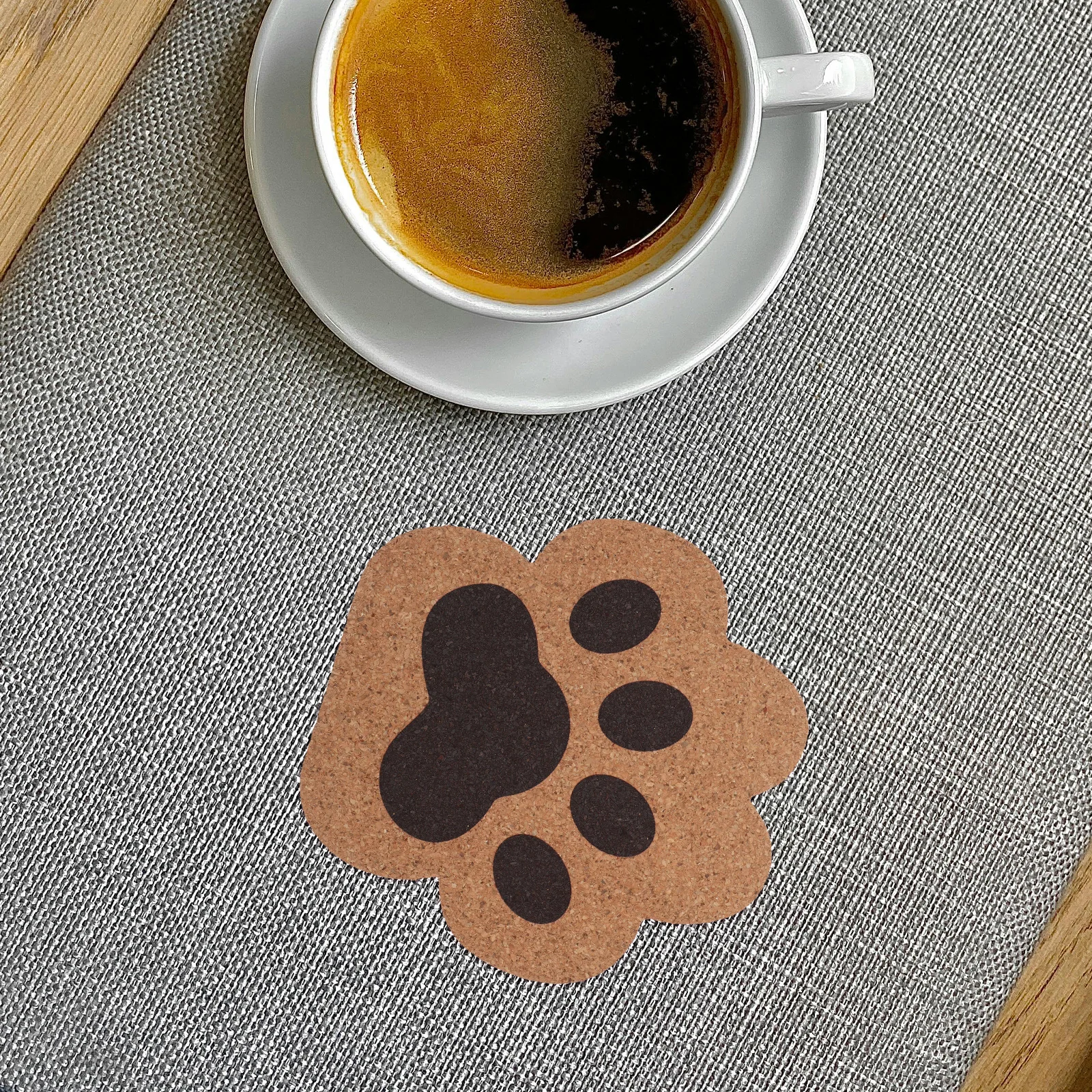 

2pcs Cute Paw Coasters Cork Drink Mats Cat Shape Heat Resistant Office Home Use Coasters For Cup Coffee Tea Car