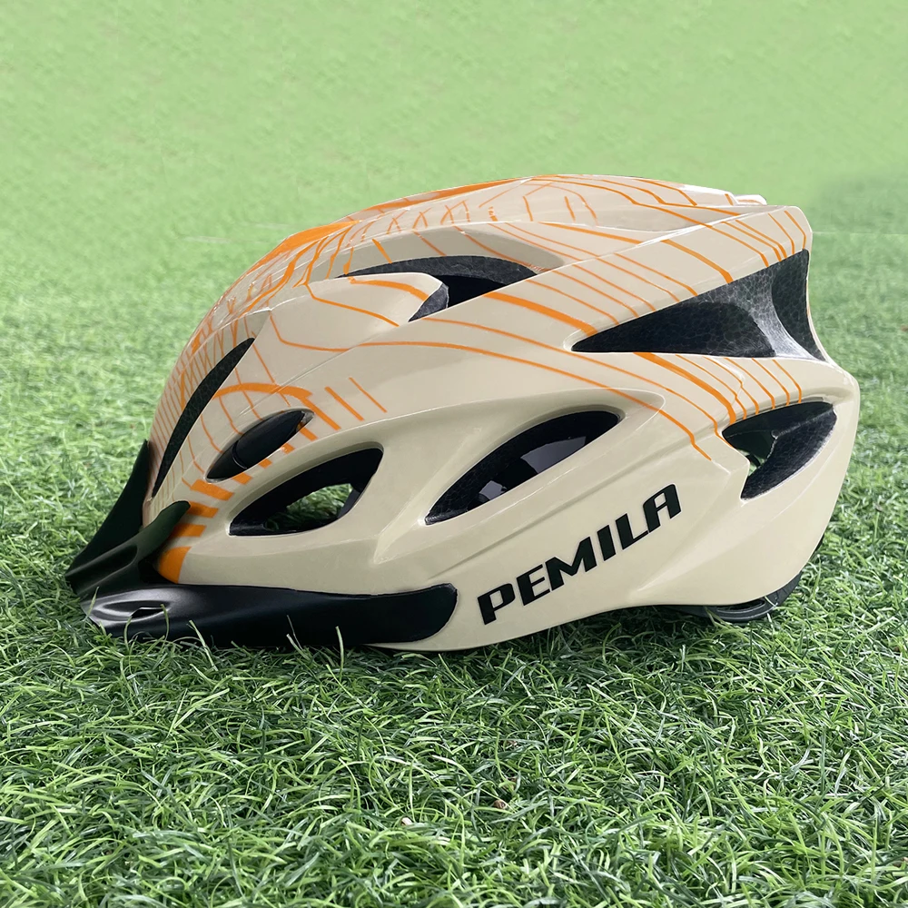 Stripe Ultralight Road Mountain Bike Helmet With Sun Visor Ultralight DH MTB Bicycle Helmet Outdoor Sports Riding Cycling Helmet