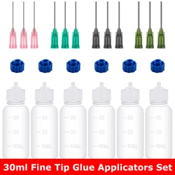 30ml Glue Applicators Set with 4 Sizes of Nozzles for DIY Craft 2024 New Plastic Squeezable Dropper Bottles with Needle Tips