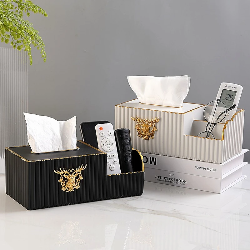 Living Room Tissue Box Light Luxury High-End Household Coffee Table Remote Control Tissue Storage Box Desktop Simple Modern