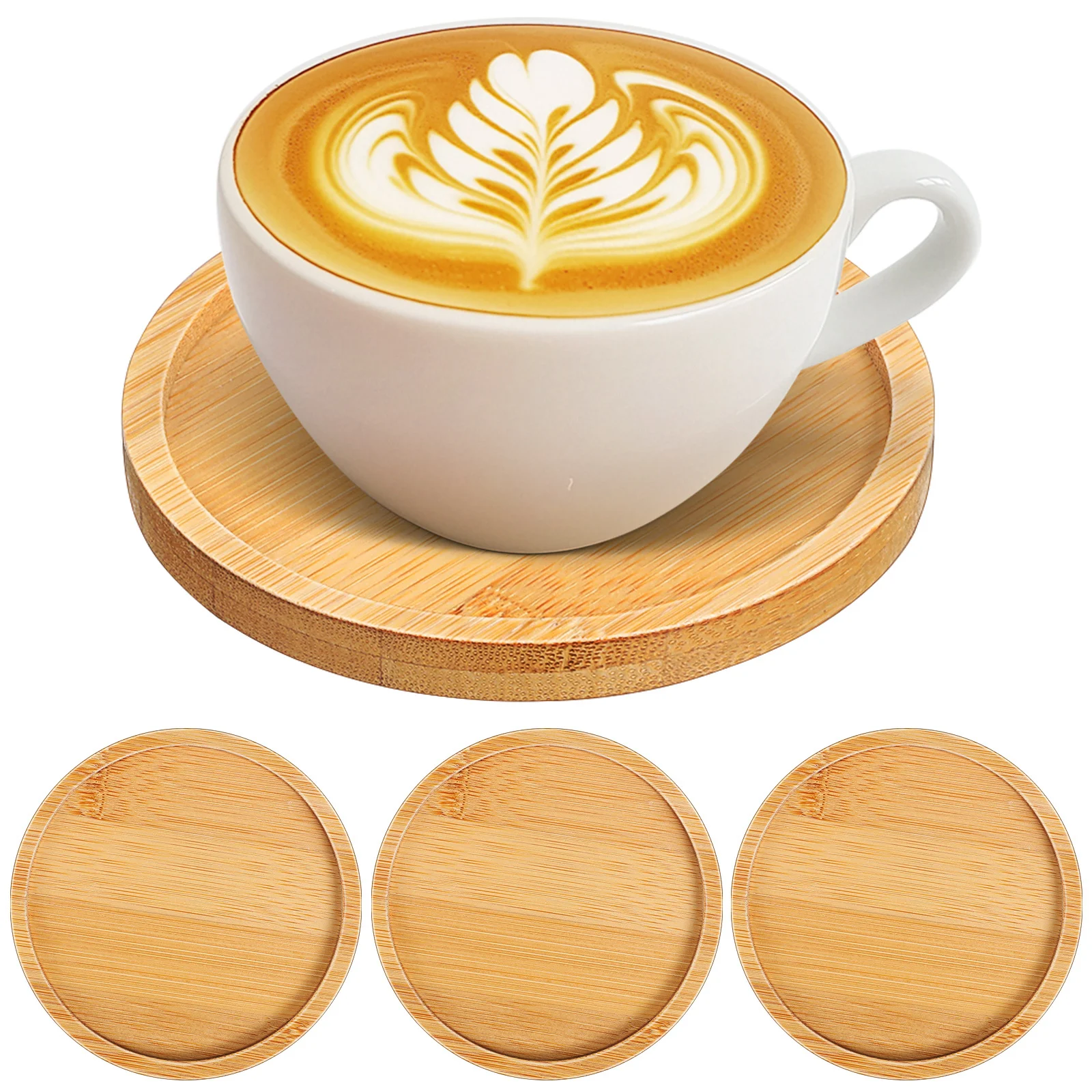 

4Pcs Unique Bamboo Coasters DIY Handmade Drink Mats Antislip Kitchen Cup Pads Dining Table Accessories Coaster Blanks