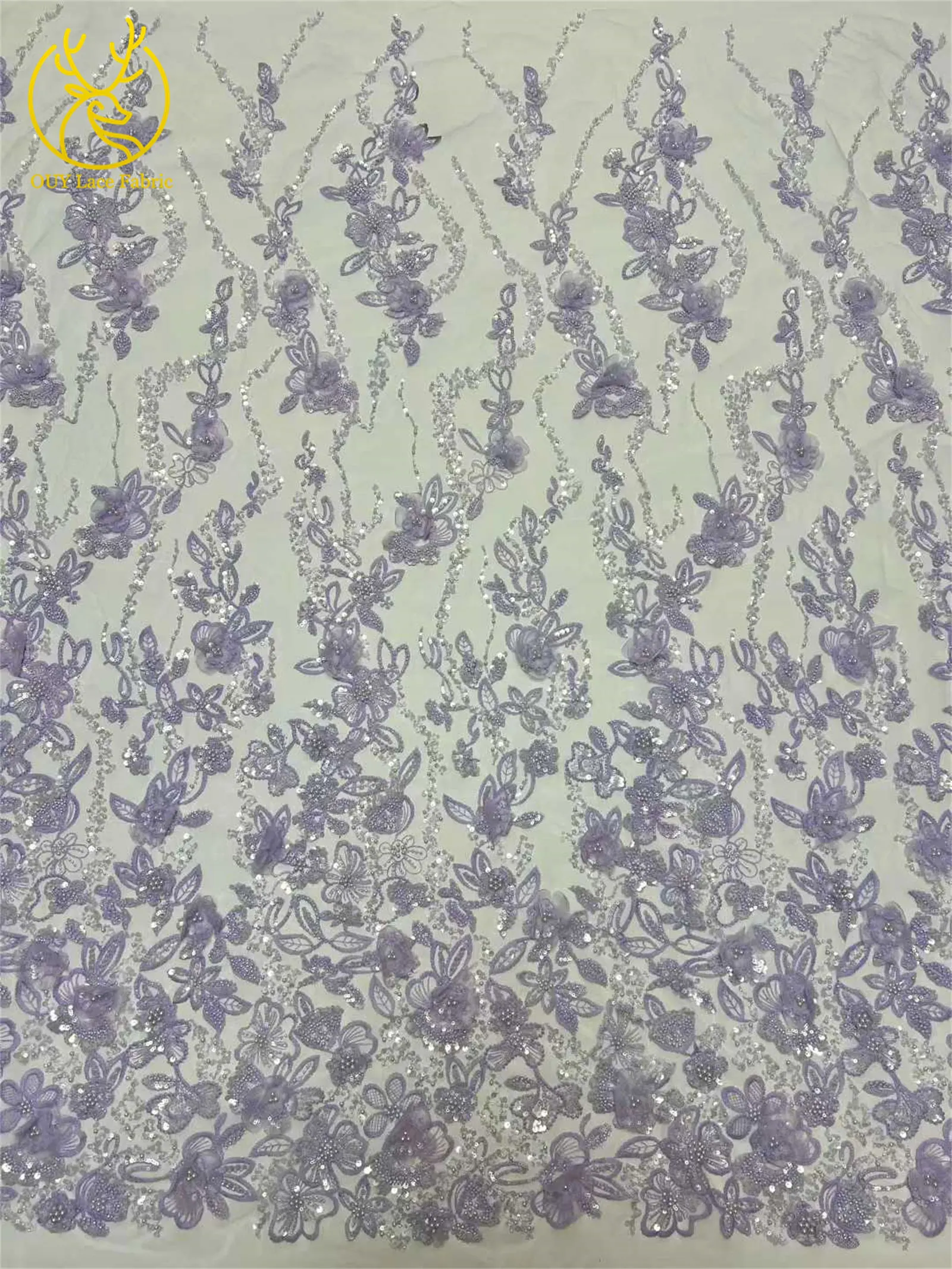 Luxuriöser afrikanischer Spitzenstoff mit Pailletten und Perlen, 2026, Premium-Qualität, grüner französisch-nigerischer bestickter Spitzenstoff, Partykleid, 5 Yards – Detail 7