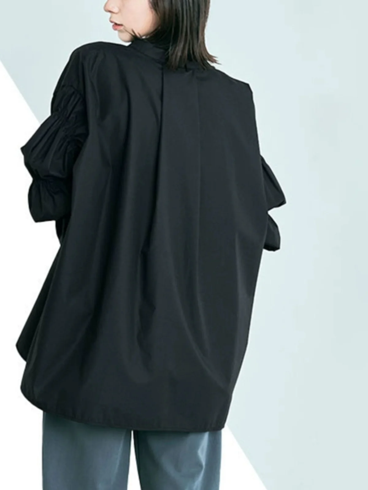 Blusa Solta com Fenda Lateral para Mulheres, Design Casual de Primavera e Outono, Mistura de Poliéster e Algodão