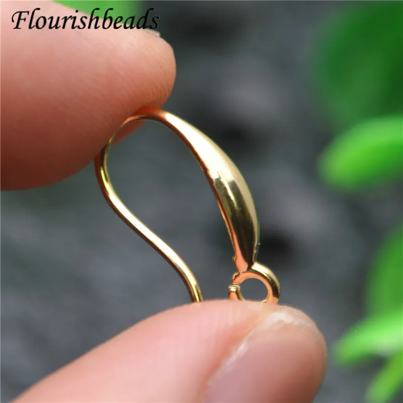 Real Gold Plated Earrings Hooks Color Remain Nickle Free Anti-rust Metal Ear Wire Jewelry Findings 50pcs