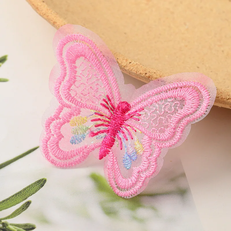 50/100 Stück handgefertigte doppellagige Netz-Schmetterlingsapplikationen für Kleidung, Nähzubehör, DIY-Haarspangen-Accessoires – Detail 3