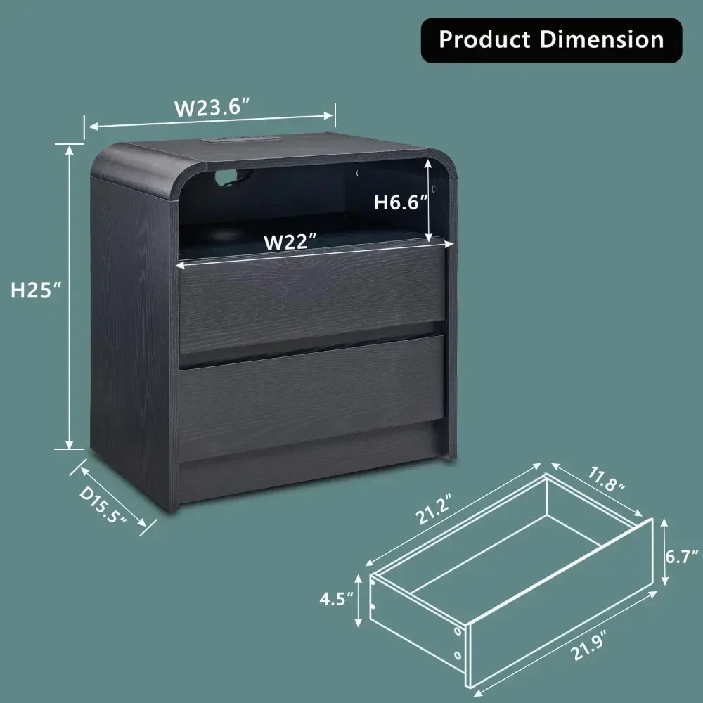 Nightstand with Charging Station 25