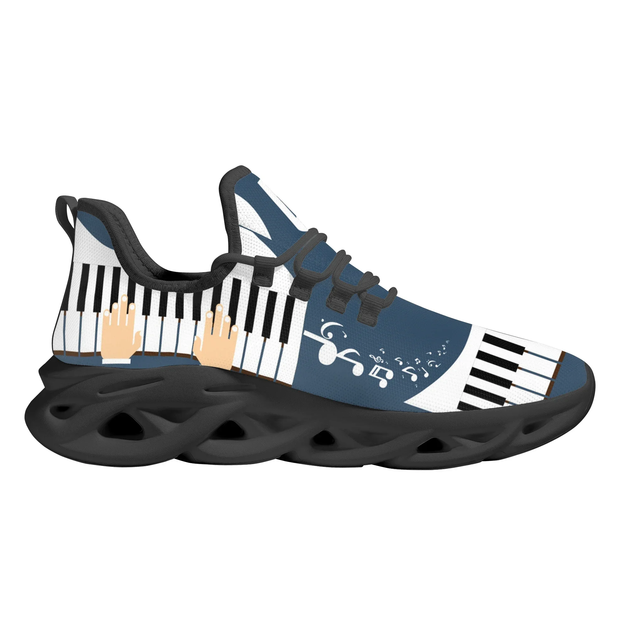 Sapatos de malha neutra respirável para homens, tênis personalizados, teclado de piano legal, amantes da música, moda, alta qualidade