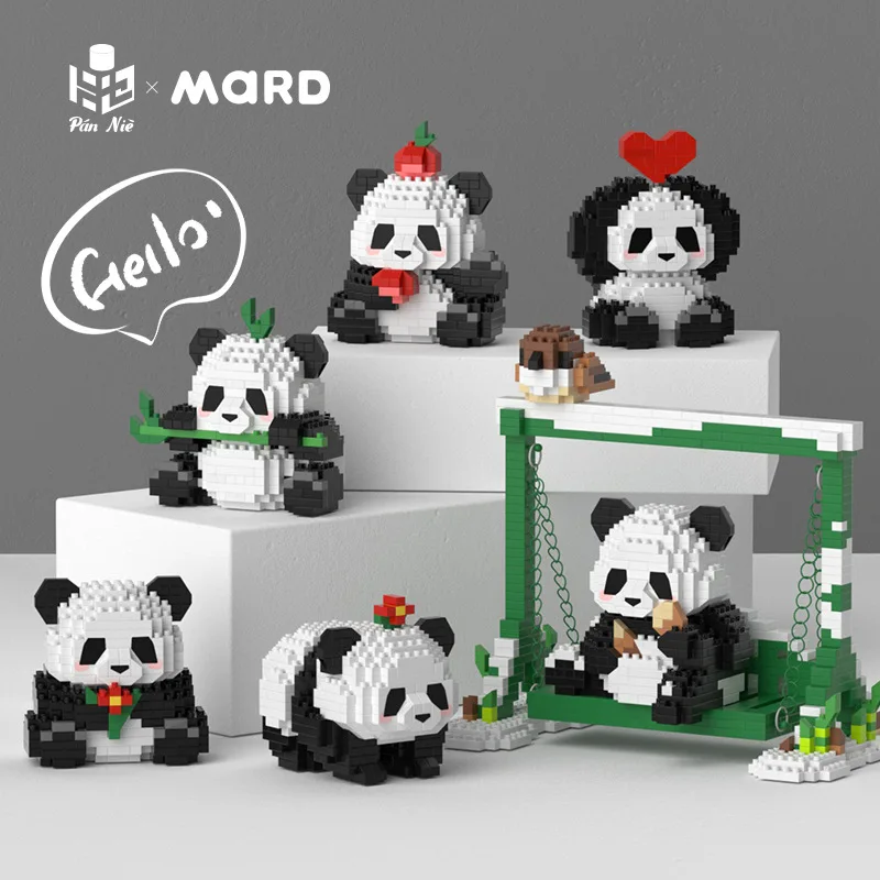 Bloques de construcción de Panda 3d para niños de 4 a 6 años, juguete educativo para niños, Micro bloques de construcción, juguete de ladrillo,