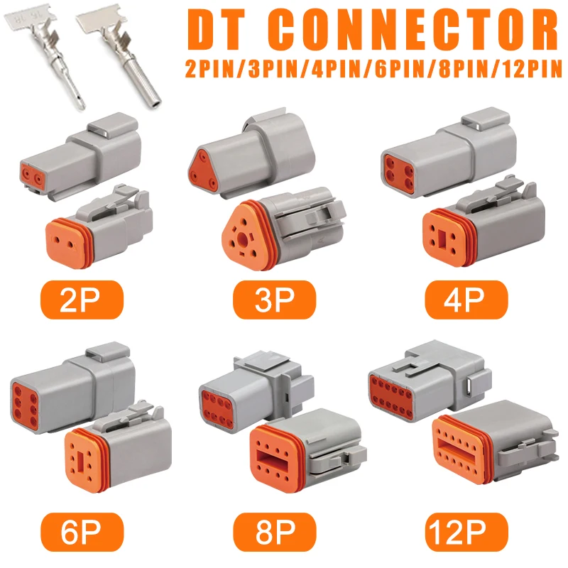 Deutsch Connector Automobile Harness Plug Male Female Butt Joint 2/3/4/6/8/12P Waterproof Socket DT04/06 Terminal DT Connector