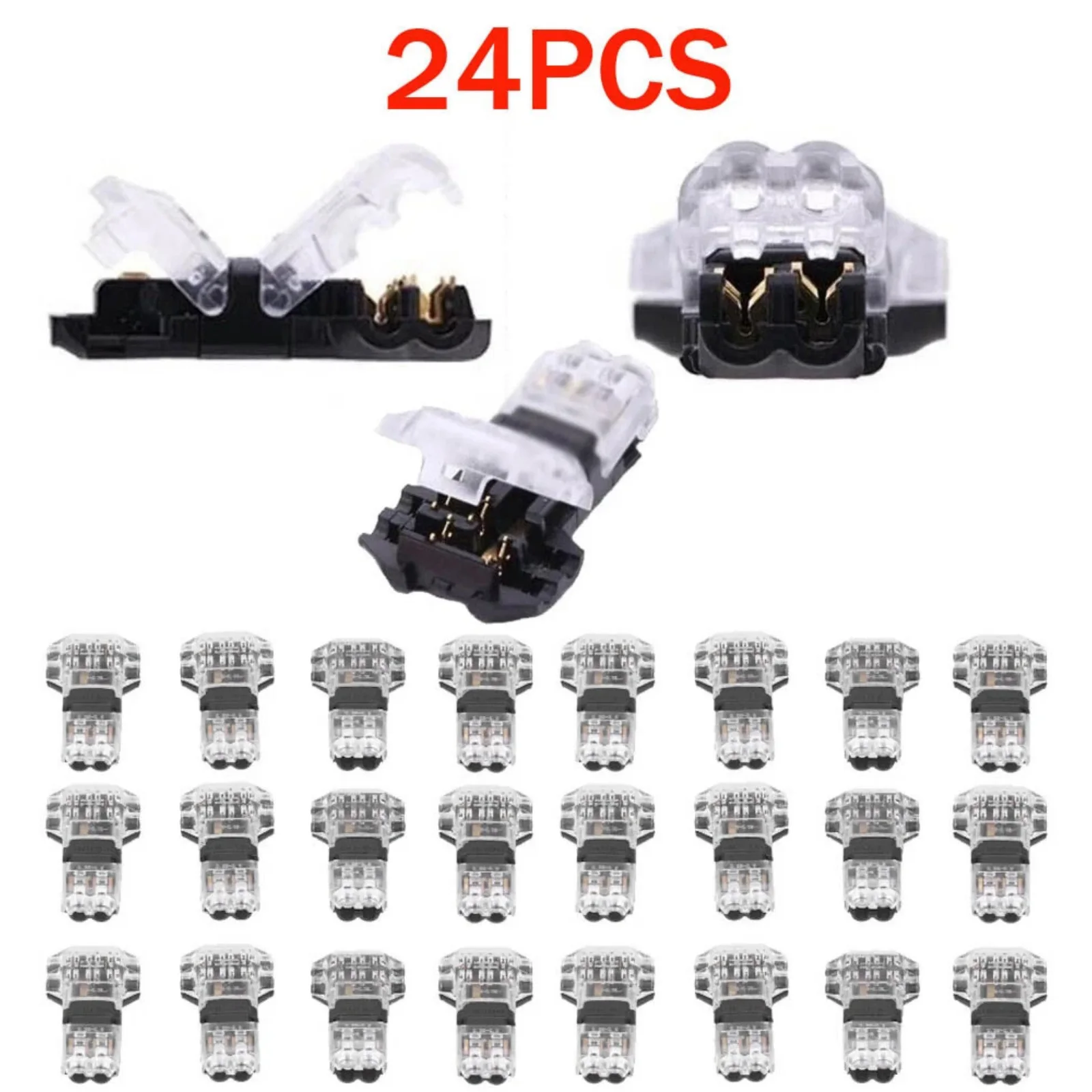 24Pcs 3 Way Wire Connectors No-Stripping Quick Splice, Self-Locking T Tap Electrical Terminals for 22-18 AWG