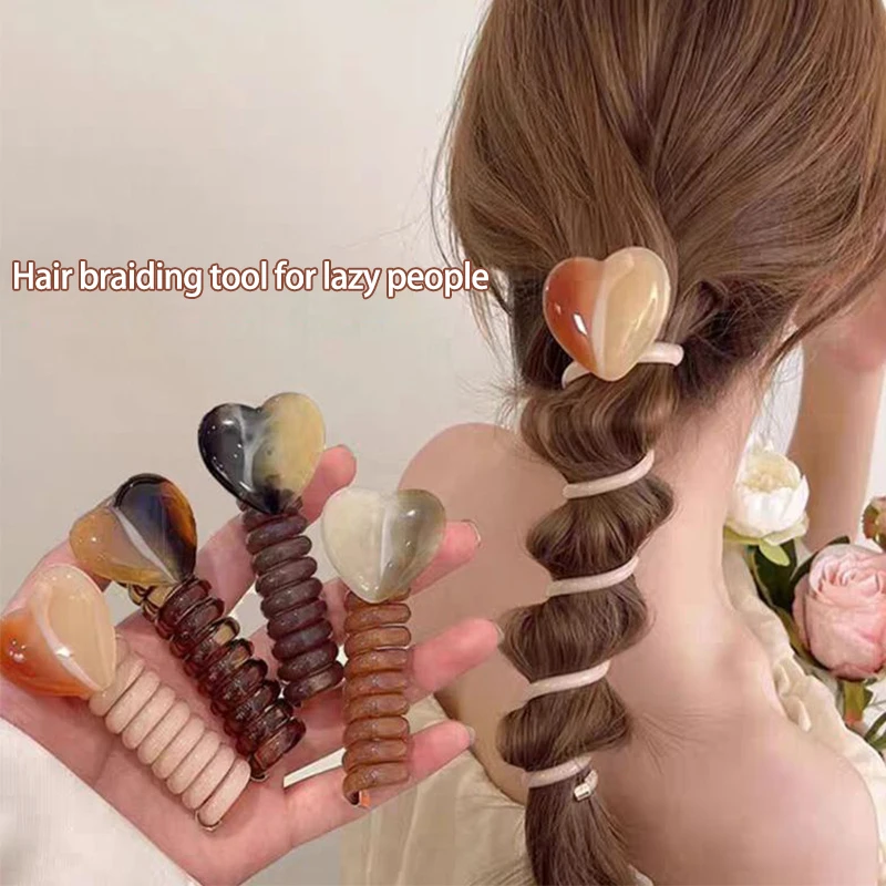 女性用ゴムヘアバンド,女の子用ポニーテールネクタイ,シンプルなシュシュ,電話ケーブル,ファッションアクセサリー,1個,4個