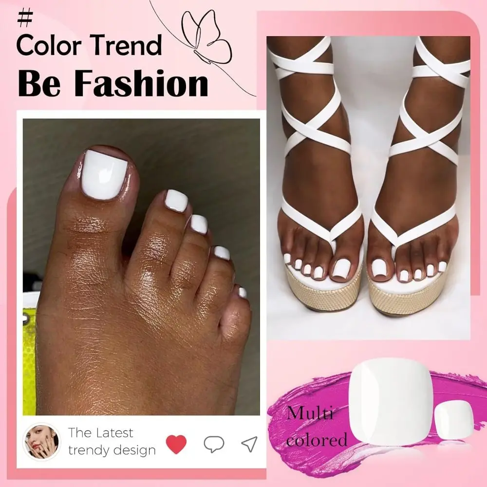 120 stks Hot Pure Kleur Druk op Teennagels Acryl Kunstmatige Nep Teennagel Nep Teennagels Vrouwen Teennagel Tips Valse Teennagel Tip ﻿