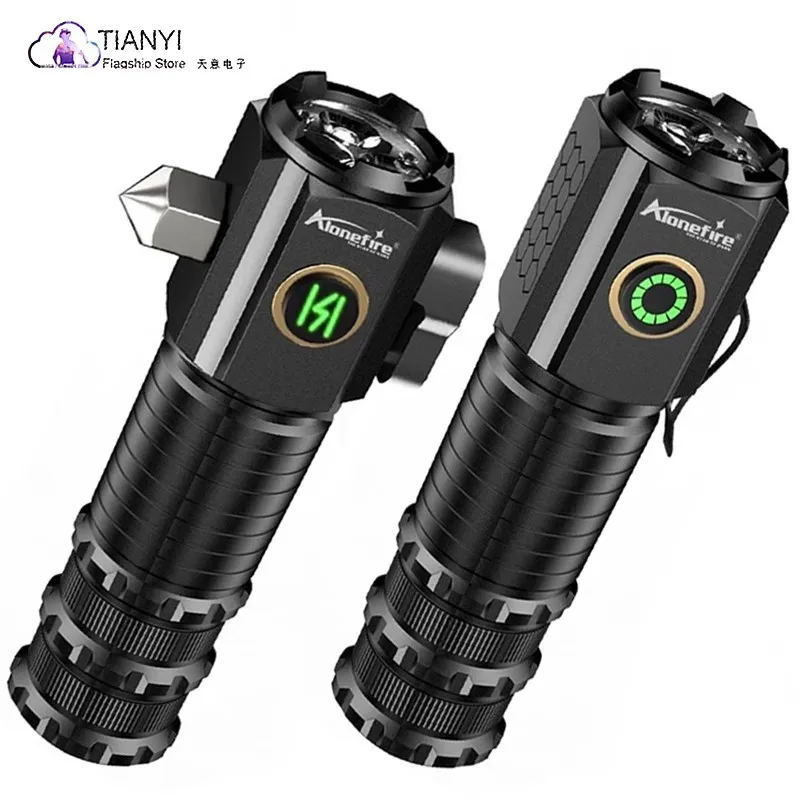 Multifunctional strong light outdoor waterproof night white light fixed focus with magnetic 18650 lithium battery flashlight