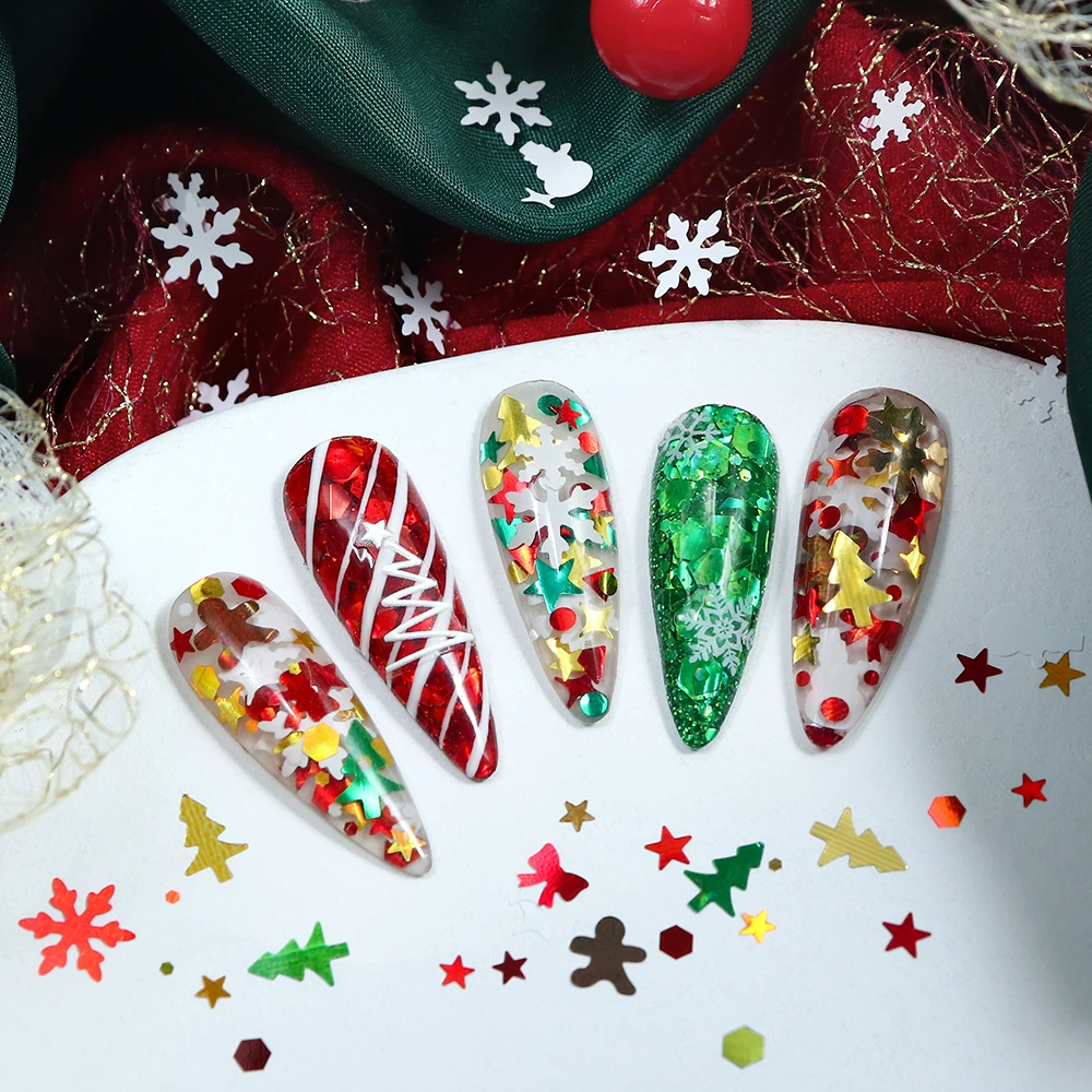 Christmas Snowflake Glitter Flakes Epoxy Resin Molds Fillers Gingerbread Snowman Xmas Tree Colorful Sequins Resin Craft Supplies